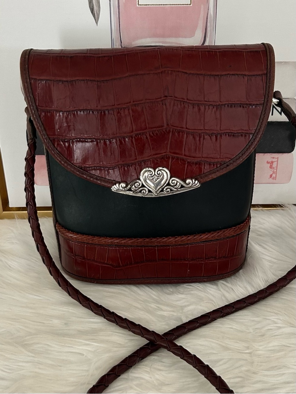 Brighton Brown Black Leather Crossbody Bucket Bag - Picture 13 of 13